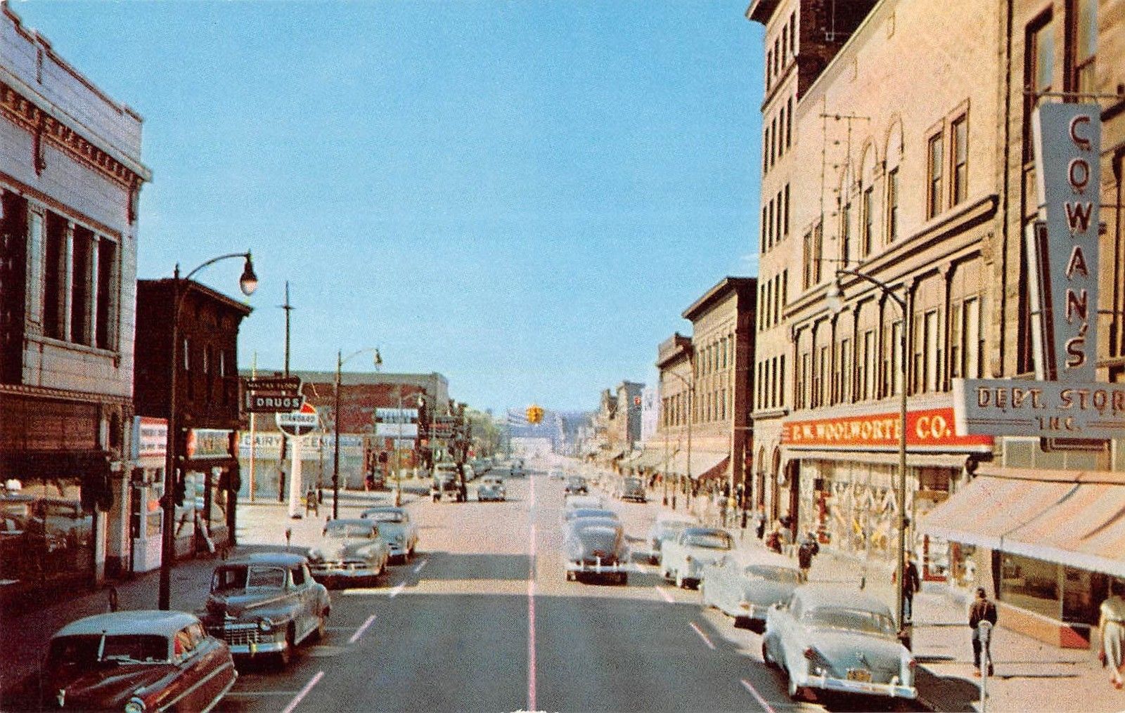 Sault Ste Marie Michigan Downtown On Ashmun Street Vintage Postcard
