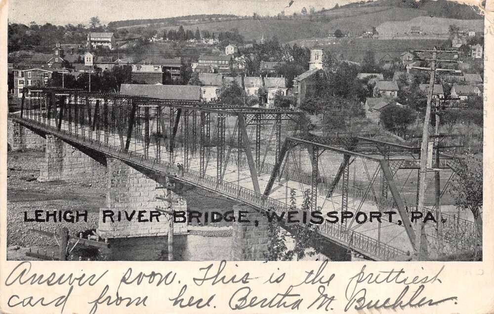 Weissport Pennsylvania Lehigh River Bridge Vintage Postcard AA58593