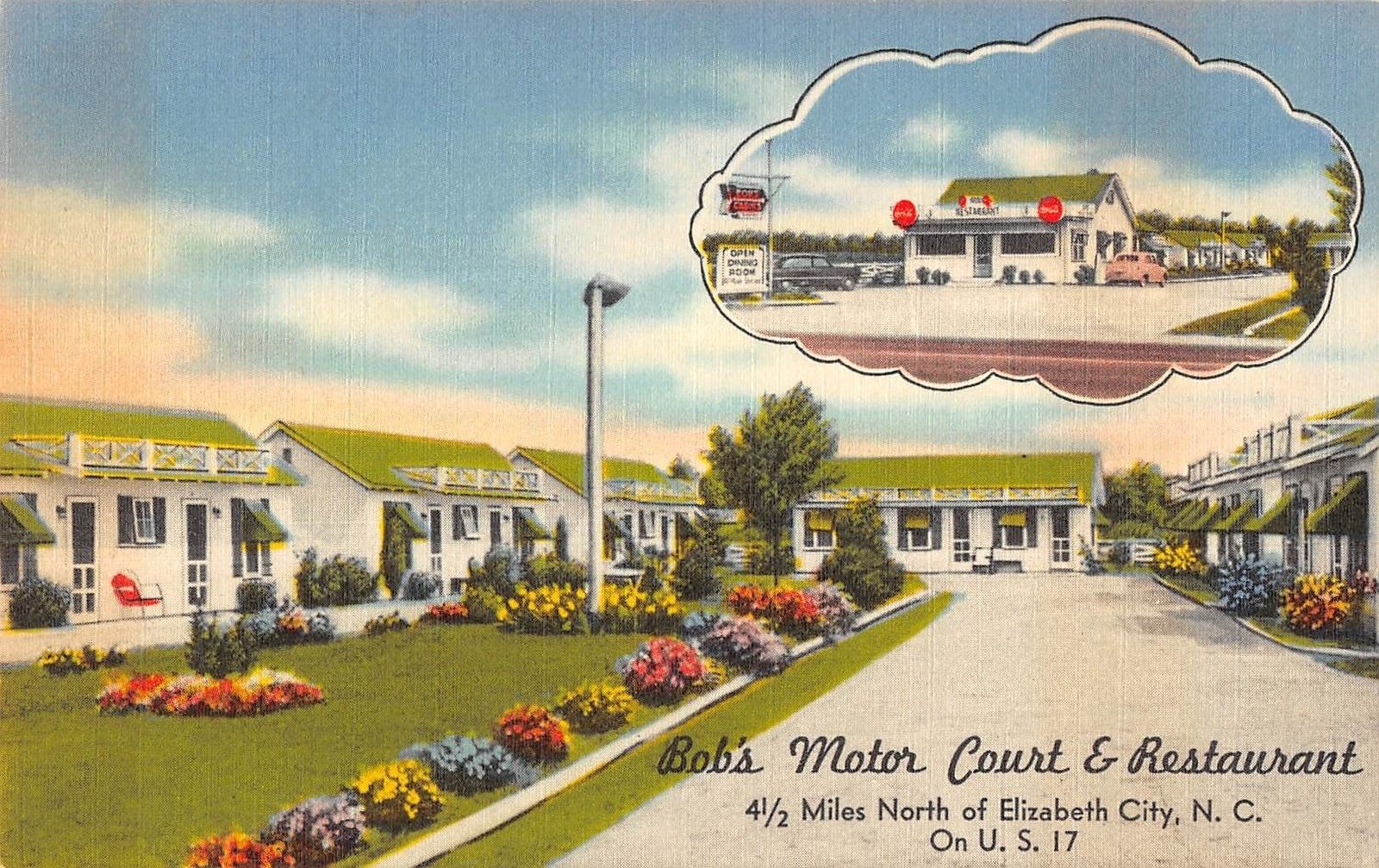 Elizabeth City North Carolina Area Bob S Motor Court Antique Postcard V Mary L Martin