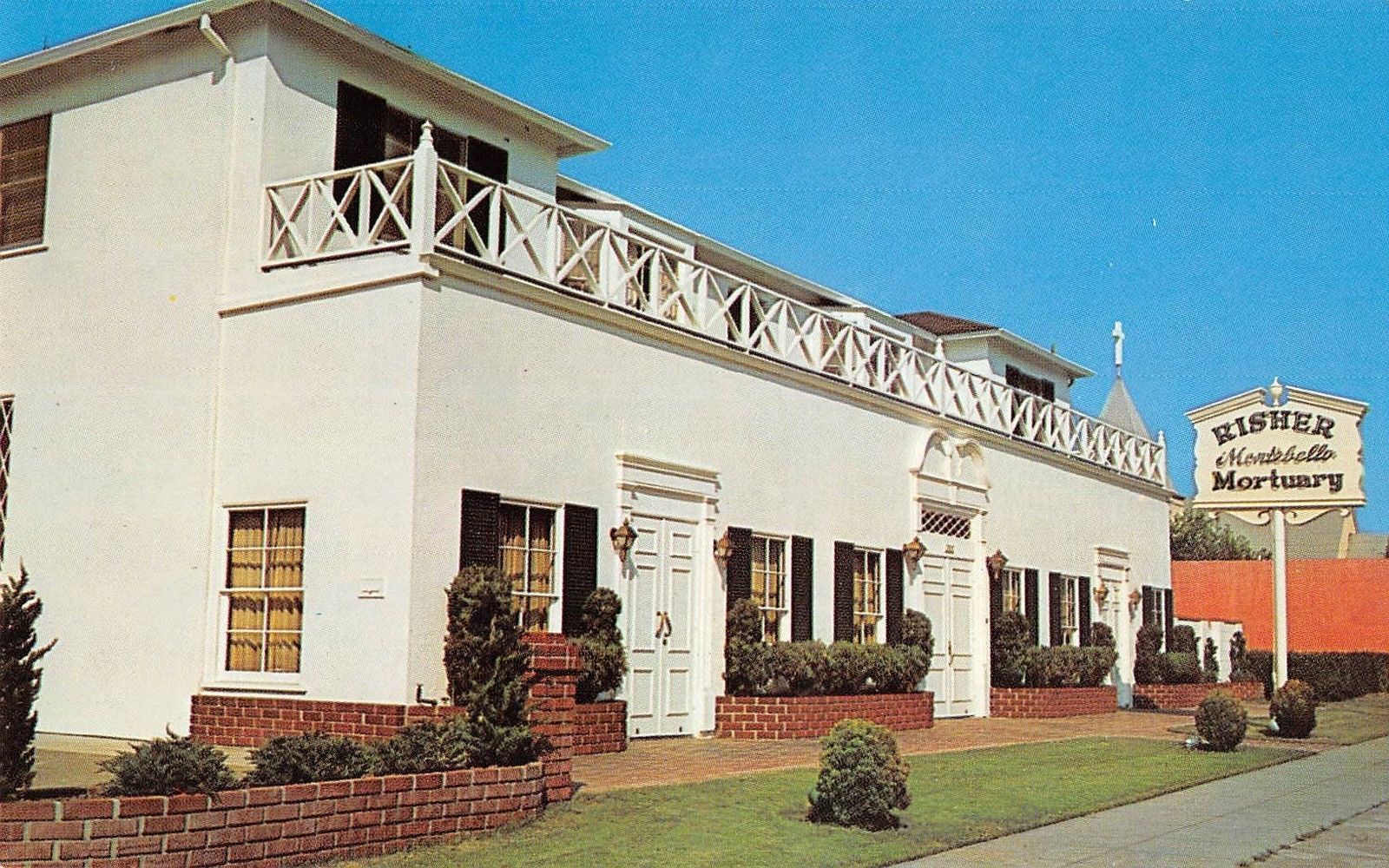 Montebello California Risher Montebello Mortuary Vintage Postcard