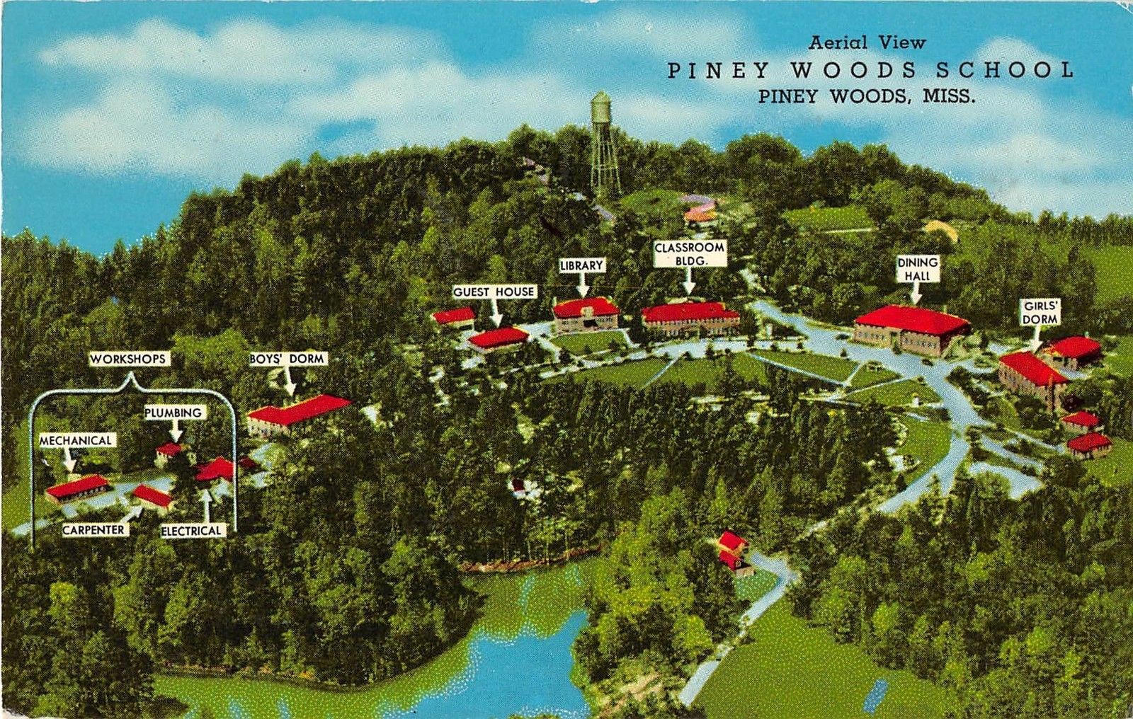 Piney Woods Mississippi Aerial View Of Piney Woods Schoo Vintage 