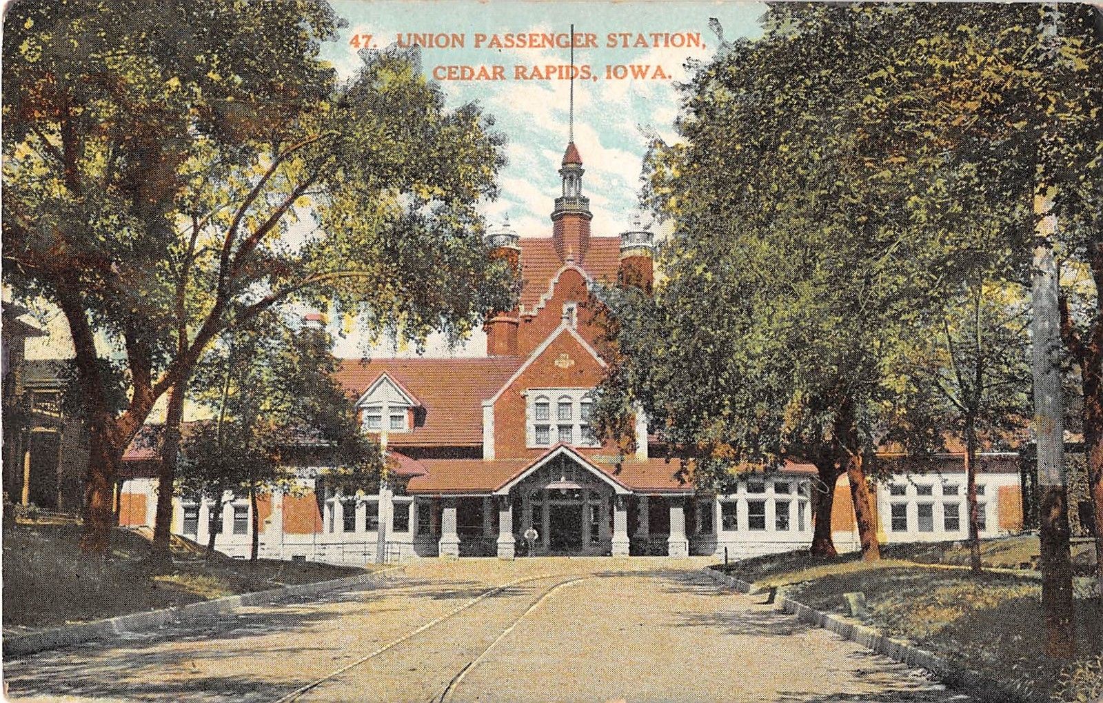 Cedar Rapids Iowa Union Passenger Station General View Antique Postcard ...