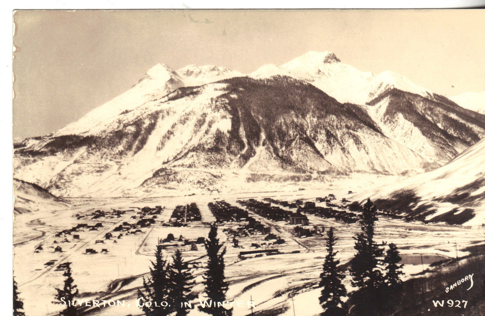 Silverton Colorado in winter bird's eye view mountain real photo ...