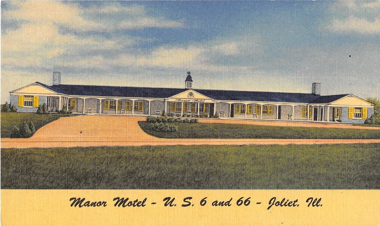 Joliet Illinois Manor Motel General Exterior View Antique Postcard