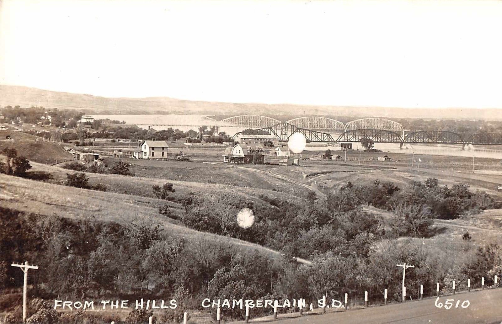 Chamberlain South Dakota From the Hills Real Photo Antique Postcard