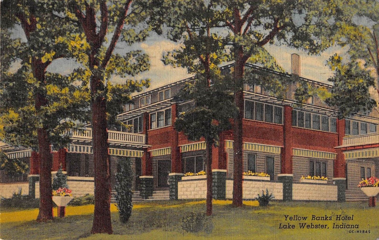 Yellow Banks Hotel, Lake Webster, Indiana Antique Postcard (T3498