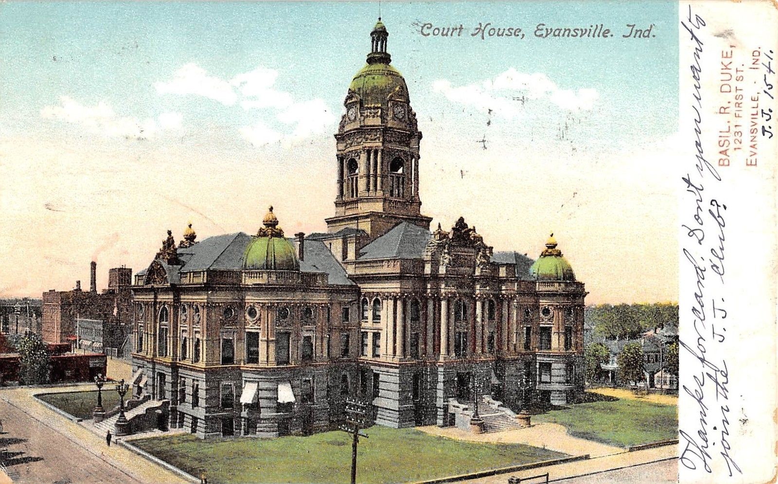Evansville Indiana Court House antique postcard V4740 Mary L Martin