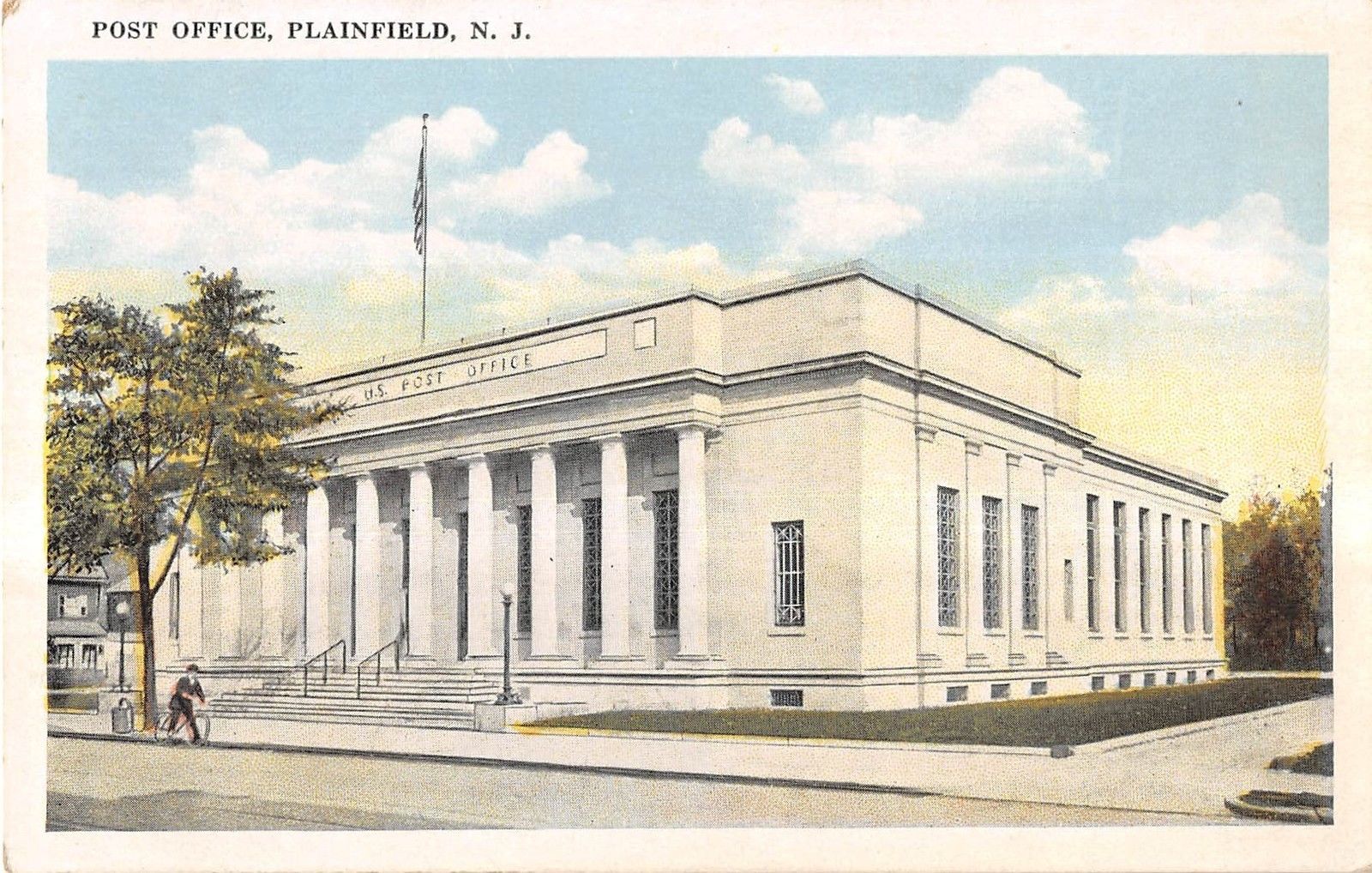 Plainfield New Jersey Post Office View From Street Antique Postcard