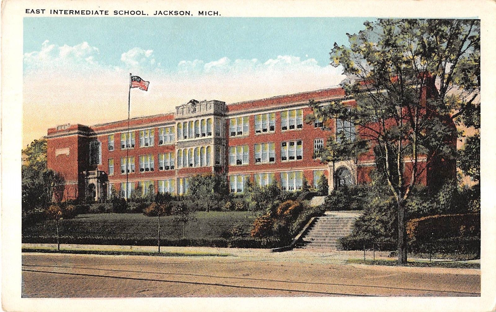 Jackson Michigan East Intermediate School General View Antique Postcard ...