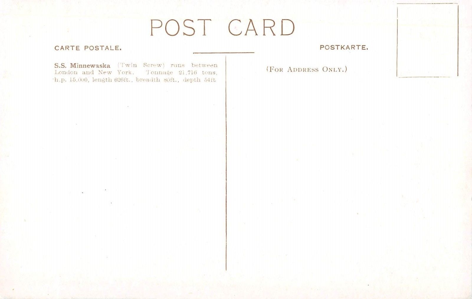 Atlantic Transport Line SS Minnewaska Antique Postcard (J24054) - Mary ...
