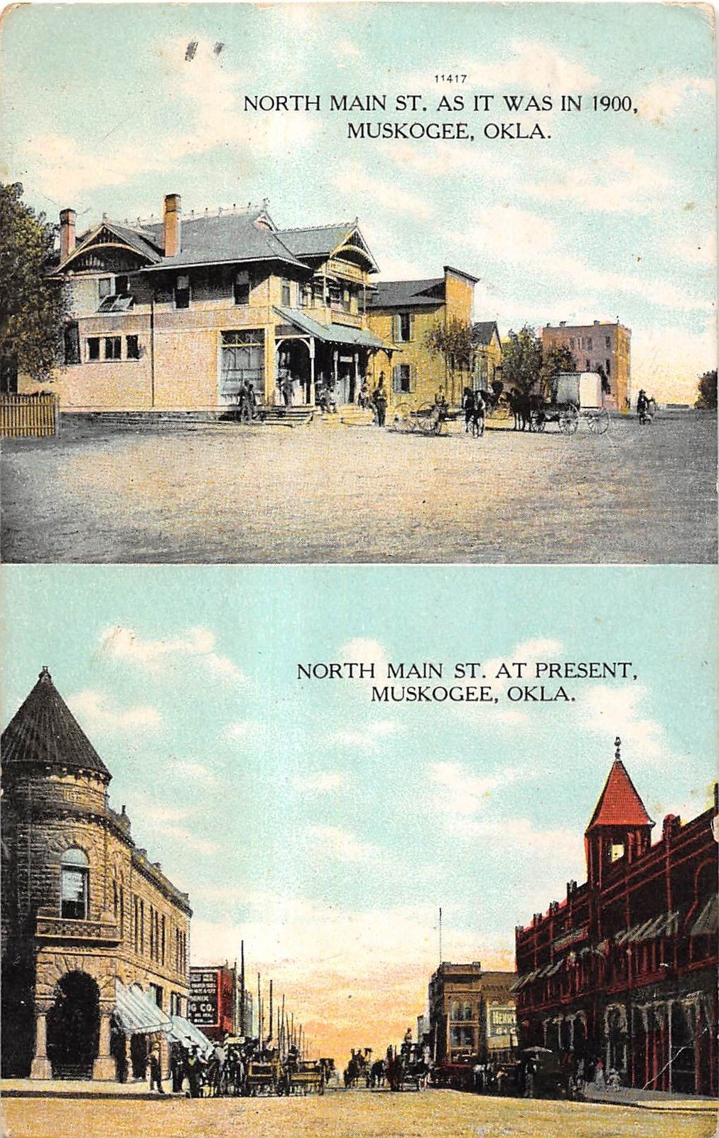 Muskogee Oklahoma 2 Views Of North Main Street Antique Postcard V11066   354802 