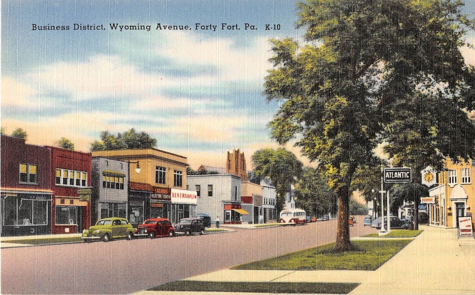 Forty Fort Pennsylvania Wyoming Avenue of Business District Vintage PC ...