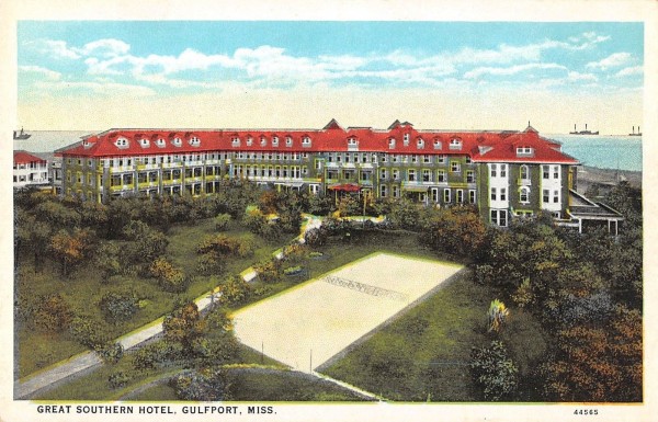 Gulfport Mississippi aerial view Great Southern Hotel antique pc (Y8469 ...