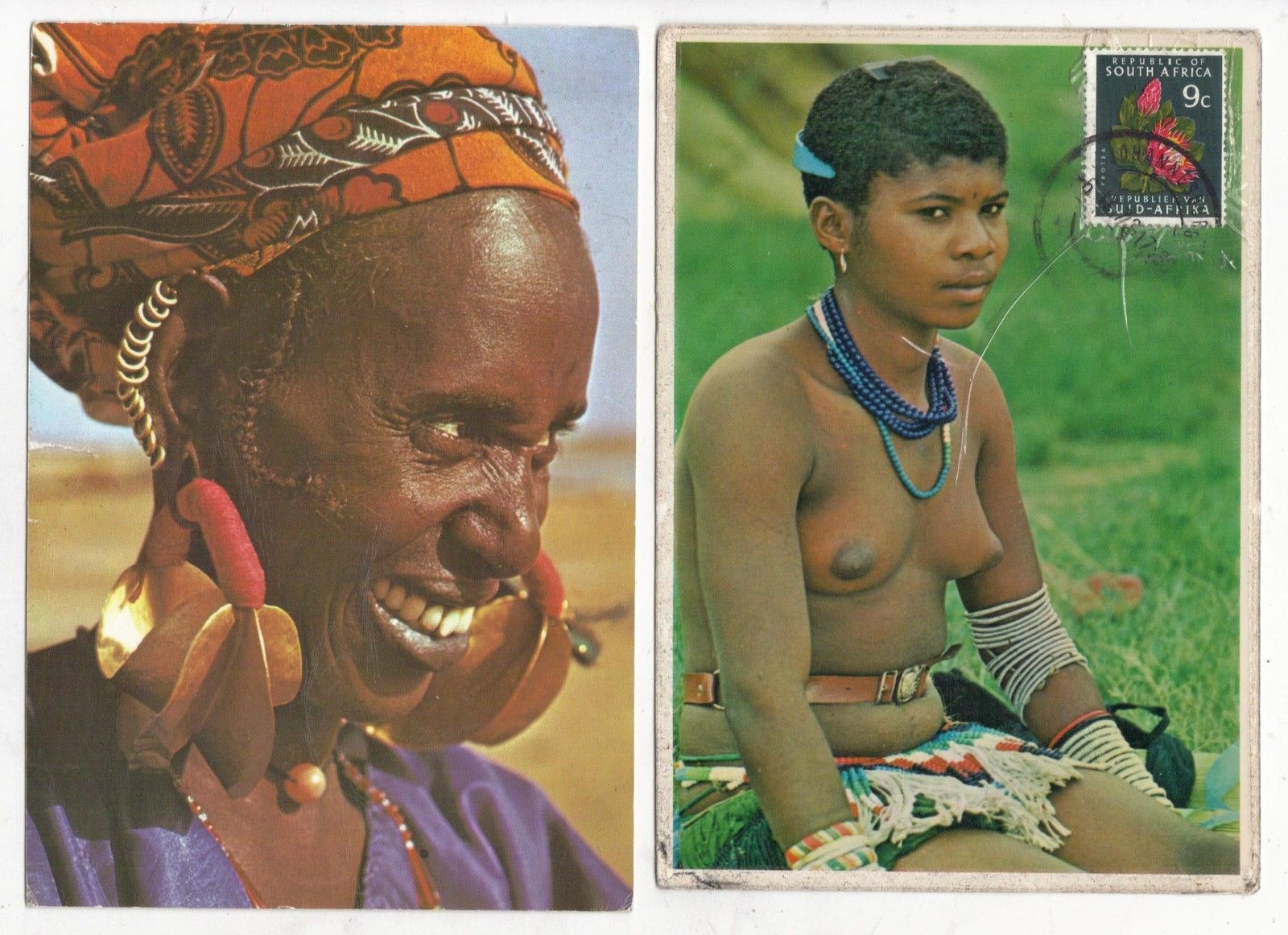 Group of 3 South Africa Tribal People Partial Nudes Vintage Postcards N4714  - Mary L. Martin Ltd. Postcards