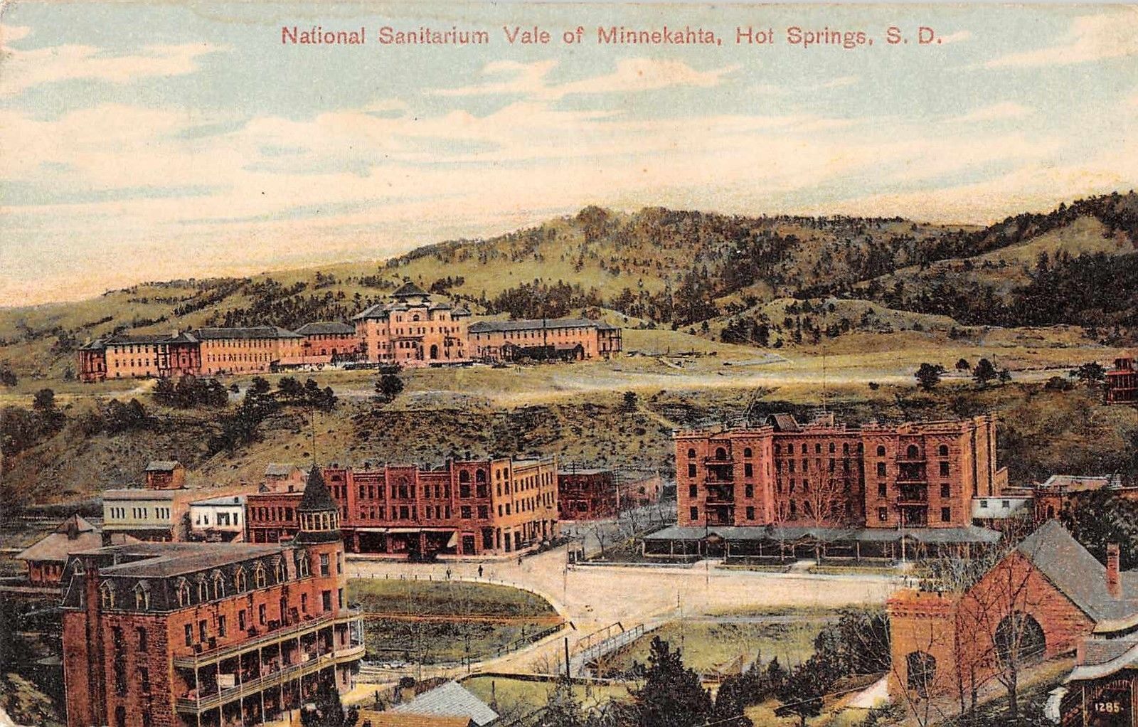 Hot Springs South Dakota Sanitarium Vale of Minnekahta Antique Postcard