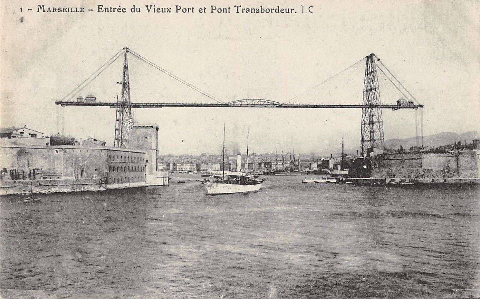 Marseille France Old Port Entrance & Tranporter Bridge Antique Postcard ...