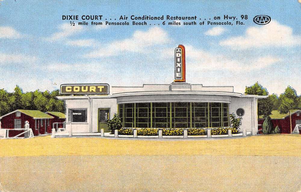 Pensacola Florida Dixie Court Exterior Street View Antique Postcard