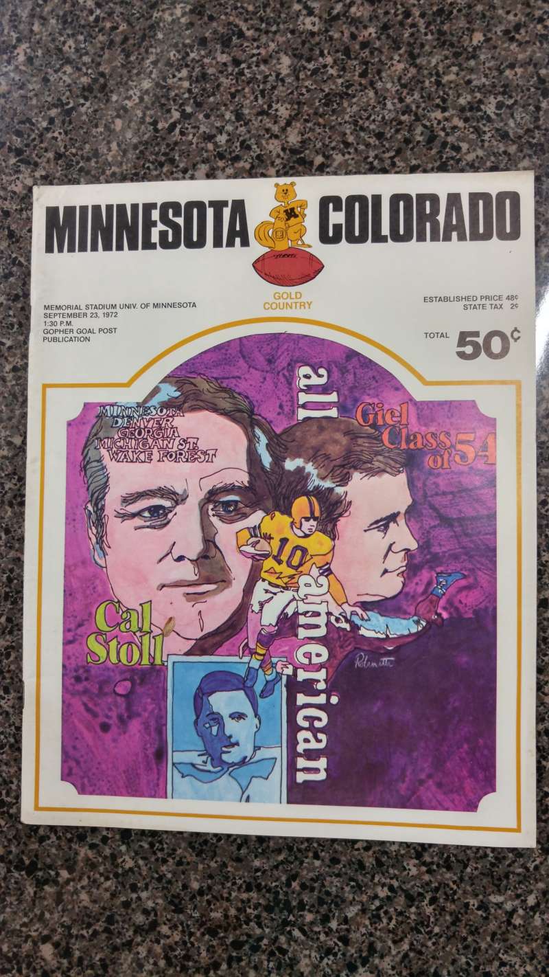 Minnesota vs Colorado Football 1972 Vintage Program J41888 Mary L