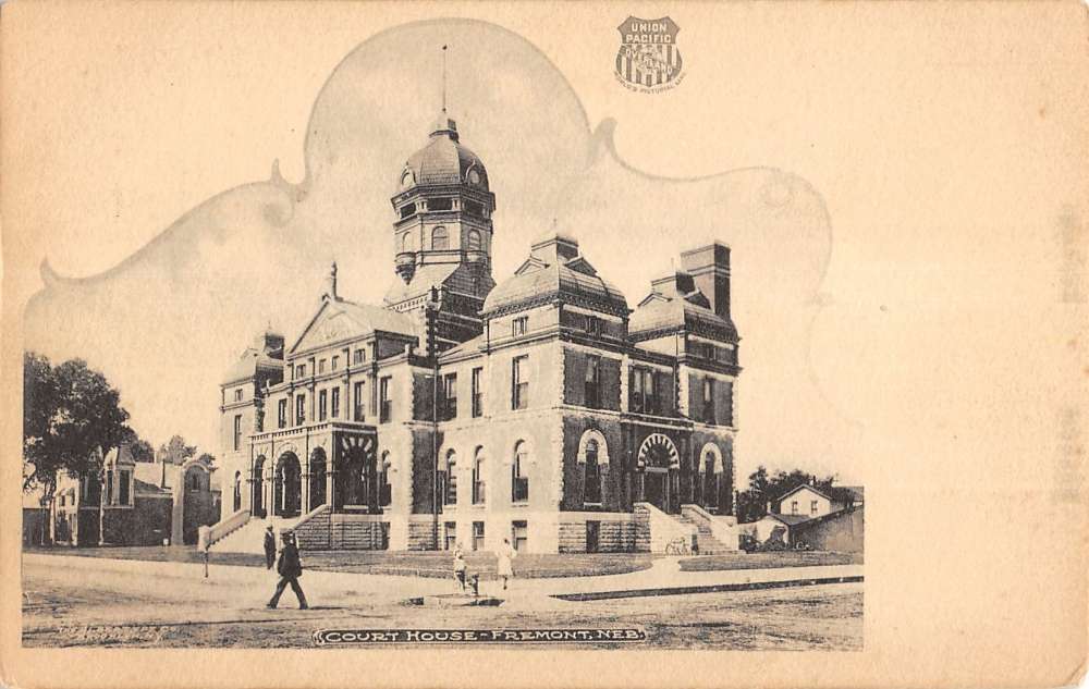 Fremont Nebraska Court House Exterior Street View Antique Postcard