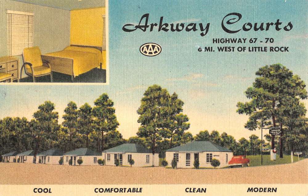 arkway courts west of little rock arkansas L4452 antique postcard