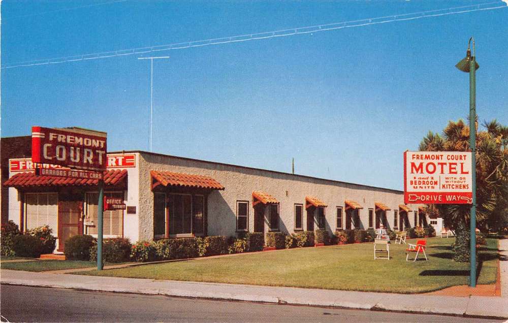 Santa Cruz California birds eye view Fremont Court Motel vintage