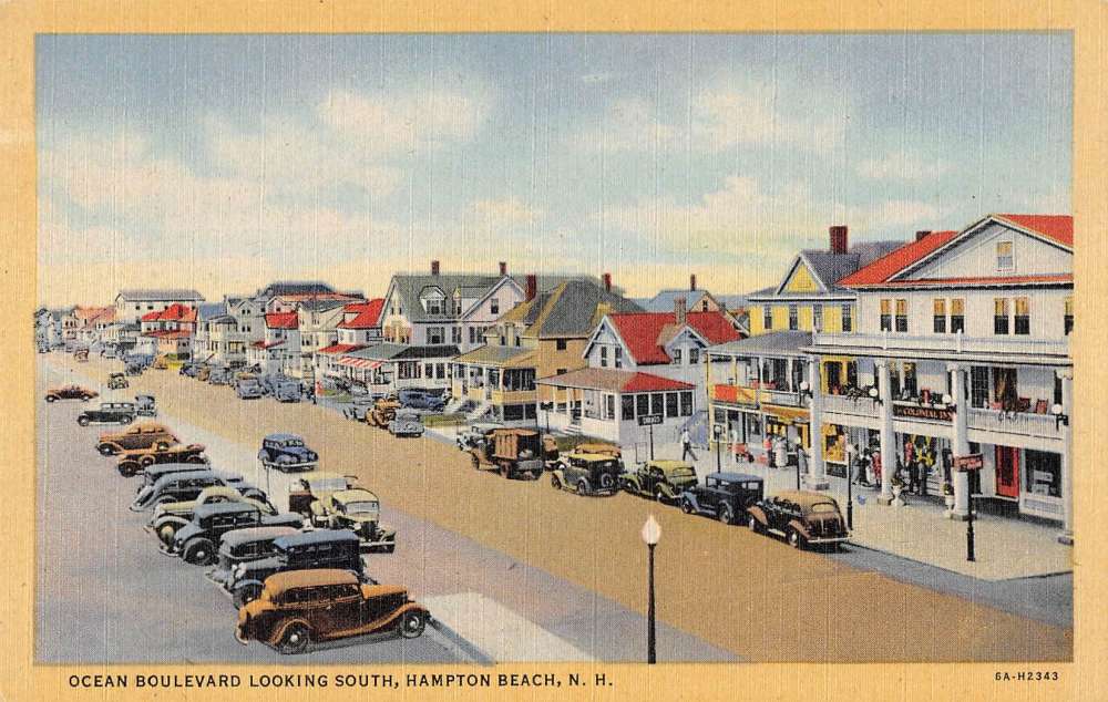 Hampton Beach New Hampshire Ocean Blvd Street Scene Vintage Postcard K43337 Mary L Martin Ltd 2401