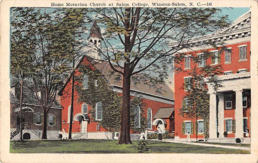 Winston Salem North Carolina Salem College Moravian Church Postcard