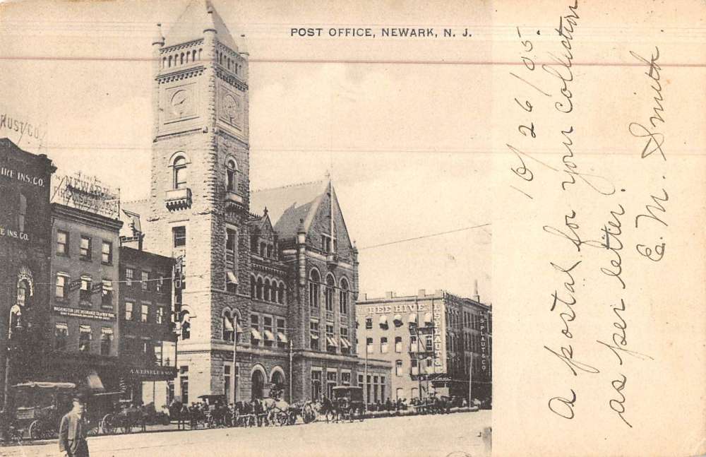 Newark New Jersey Post Office Street View Antique Postcard K47277