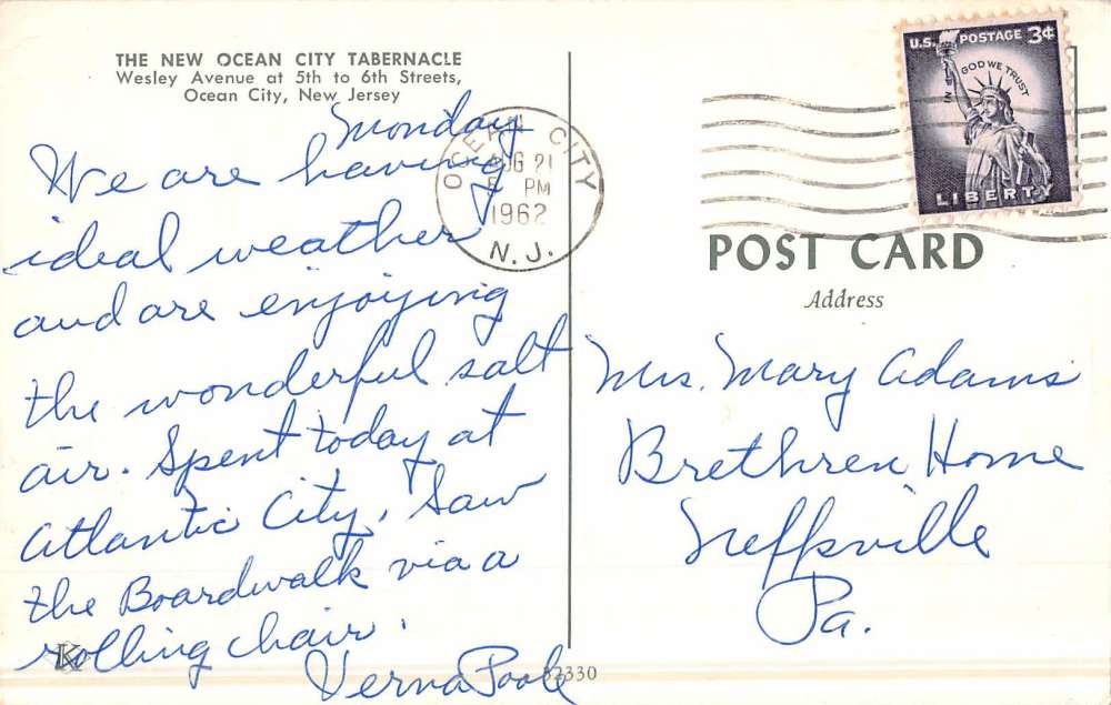 Ocean City New Jersey Tabernacle Street View Vintage Postcard K50902 ...