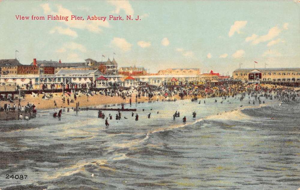 LONG BRANCH NEW JERSEY FISHING OFF THE PIER OLD POSTCARD VIEW