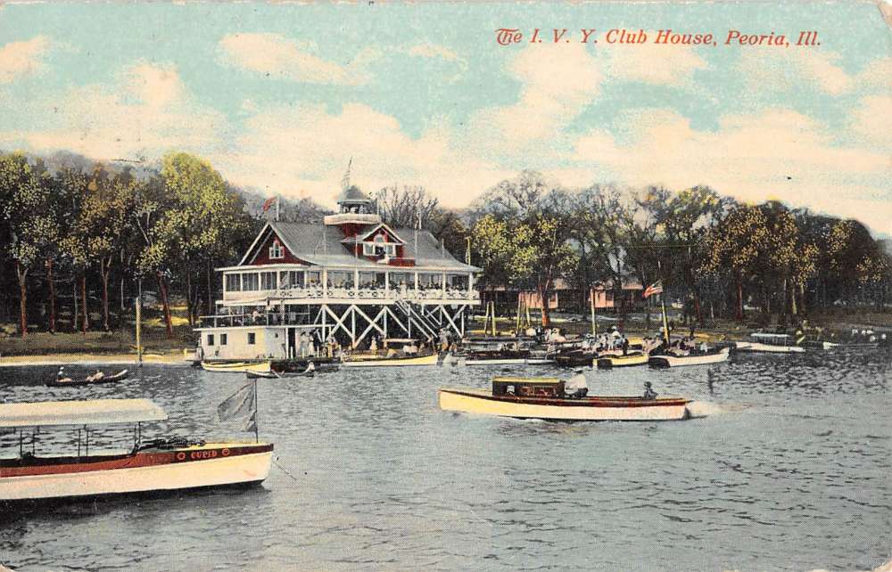 Peoria Illinois The IVY Club House Waterfront Antique Postcard K53751 ...