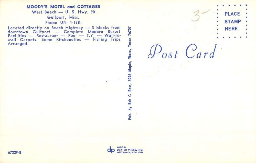 Gulfport Mississippi Moodys Motel Multiview Vintage Postcard K55256 ...