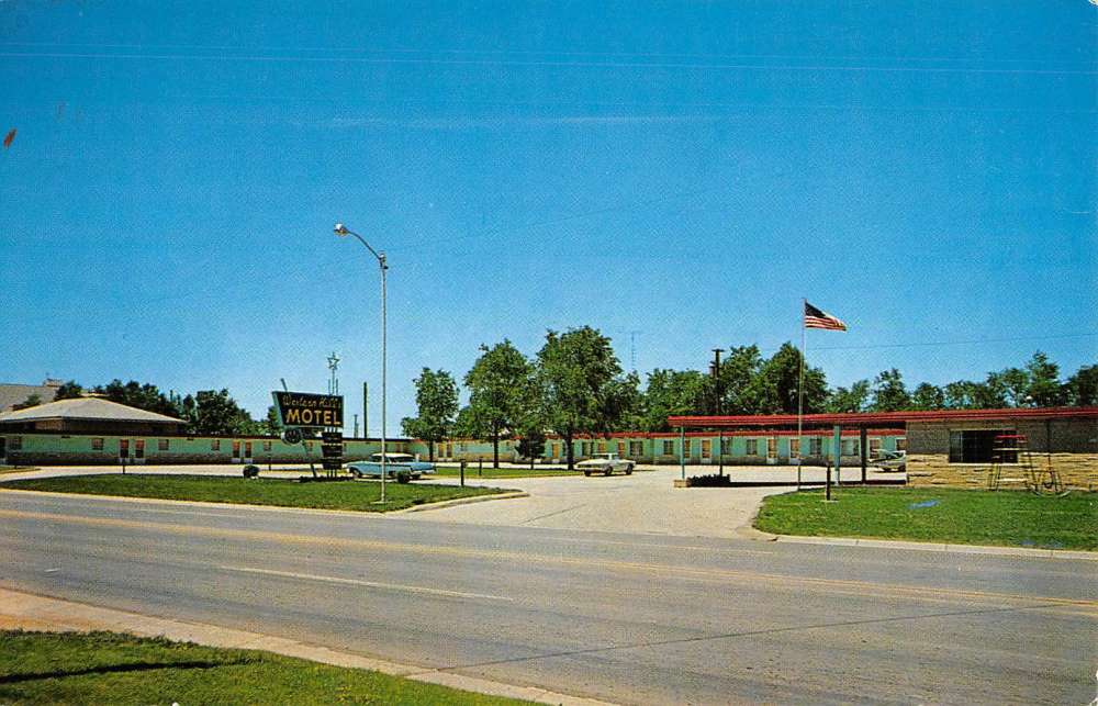 Hill City Kansas Western Hills Motel Street View Vintage Postcard