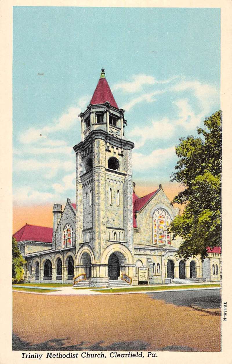 Clearfield Pennsylvania Trinity Methodist Church Antique Postcard ...