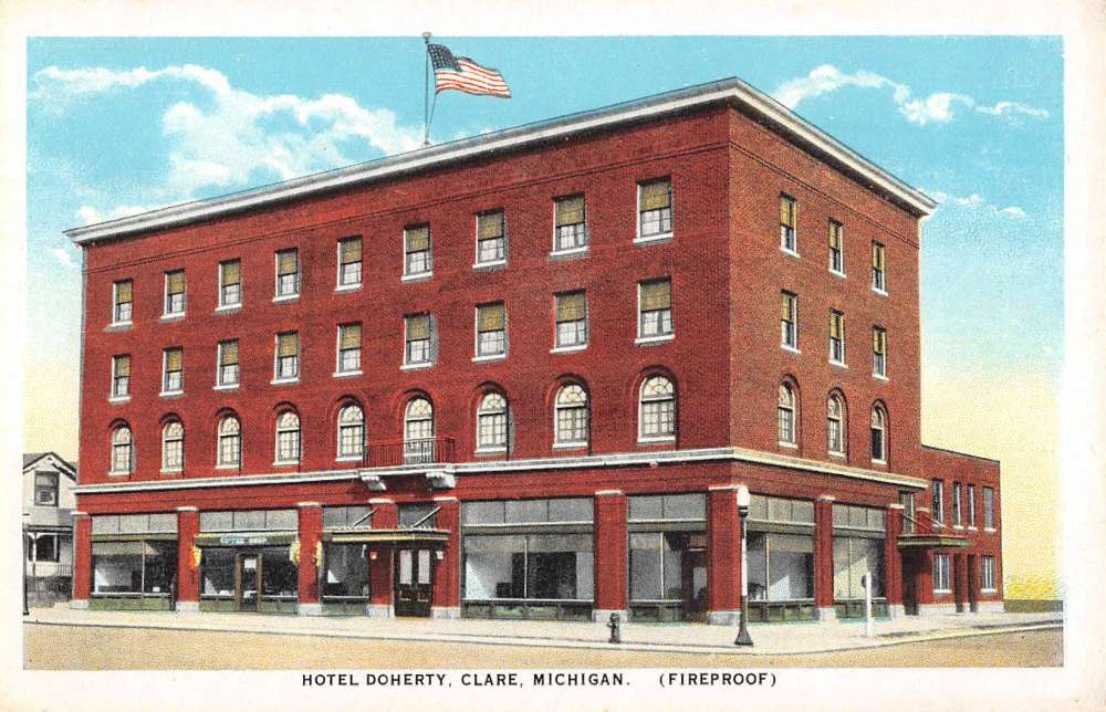 Clare Michigan Hotel Doherty Street View Antique Postcard K59161 Mary