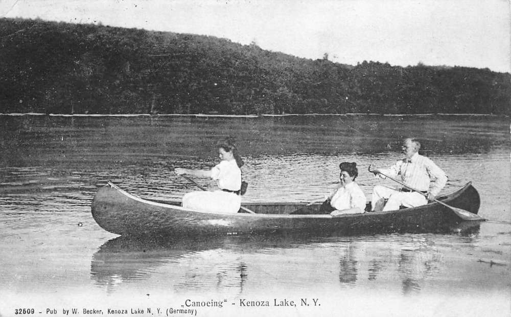 Kenoza Lake New York Canoeing Waterfront Canoe Antique Postcard K66651 ...