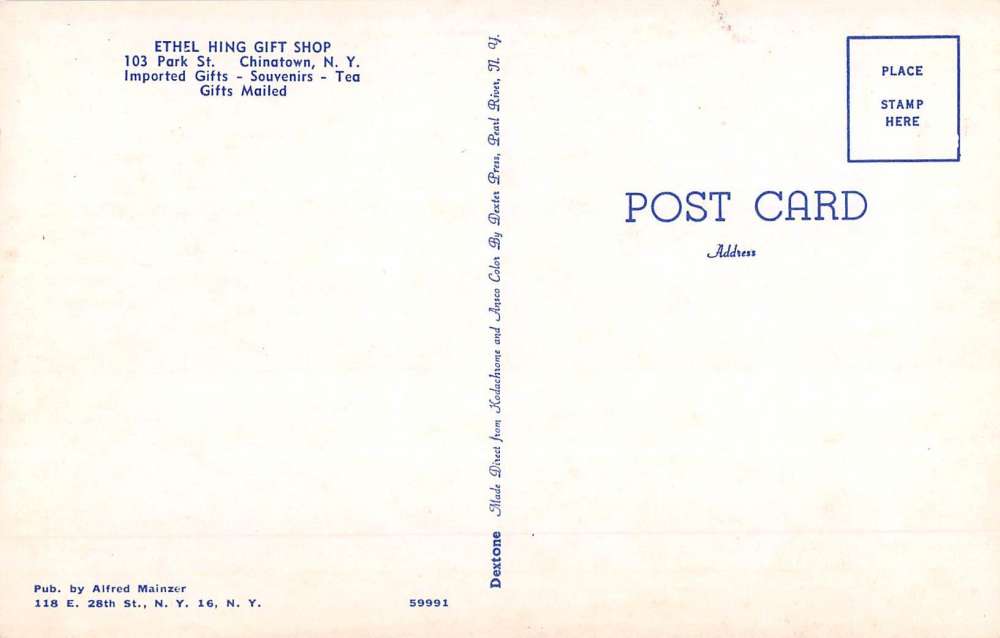 Chinatown New York Ethel Hing Gift Shop Interior Vintage Postcard ...