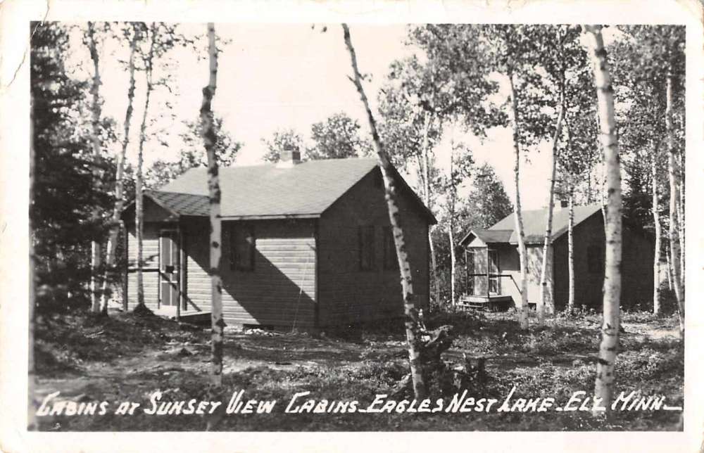 Ely Minnesota Eagles Nest Lake Sunset View Cabins Real Photo Postcard