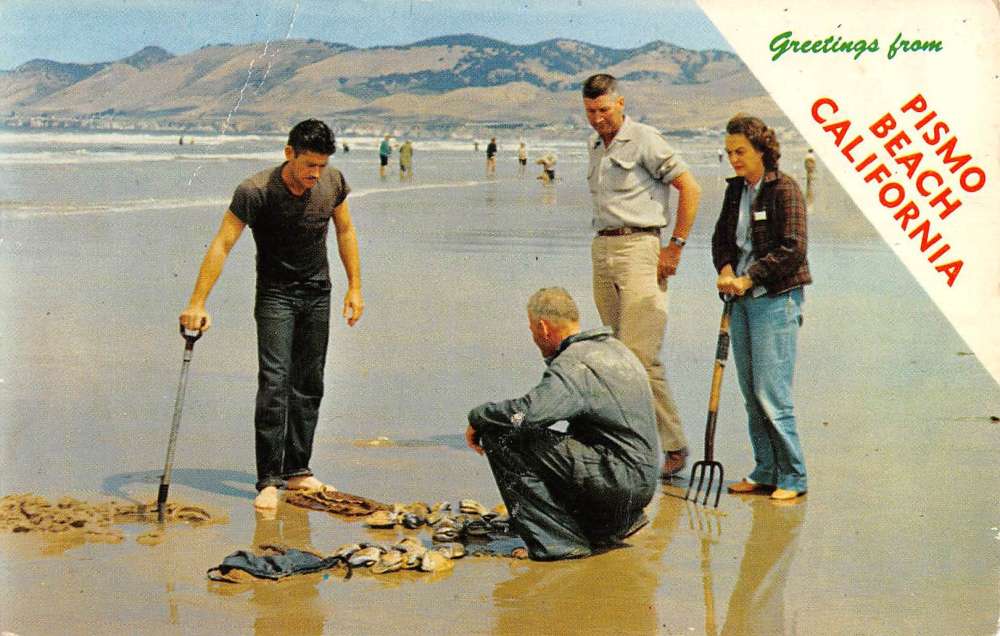 Pismo Beach California Clam Digging Vintage Postcard K68233 Mary L   0000601940 1 