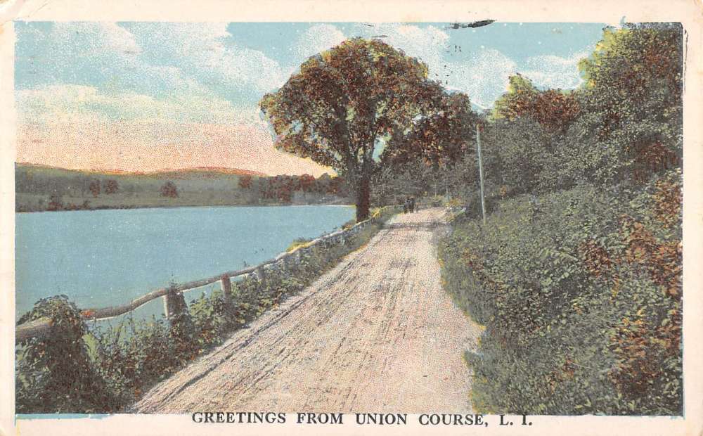 Union Course New York Waterfront Roadway Greeting Antique Postcard