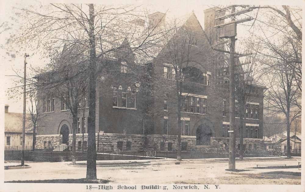 Norwich New York High School Building Real Photo Antique Postcard ...