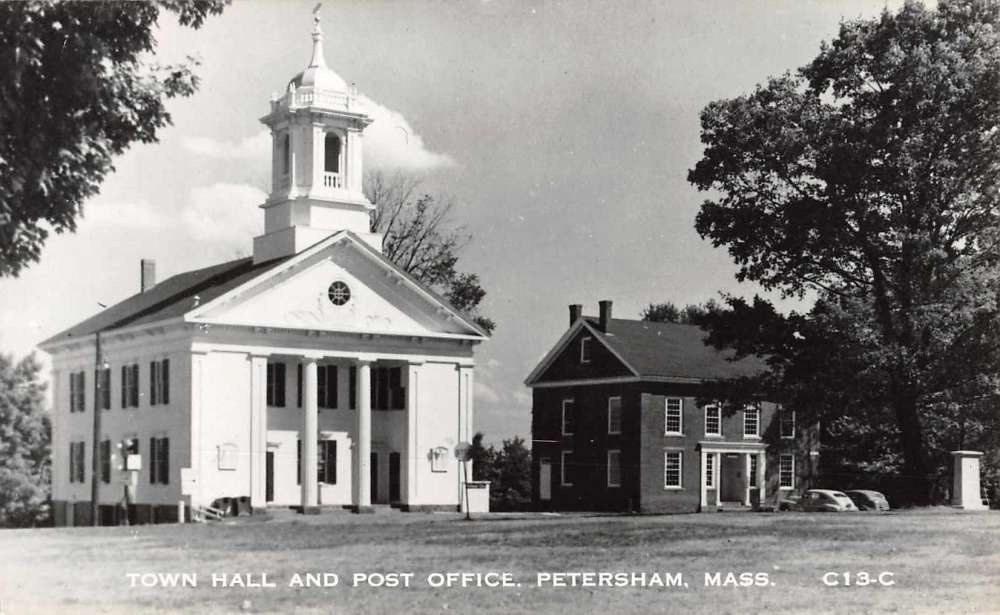 Petersham Massachusetts Town Hall And Post Office Real Photo Postcard