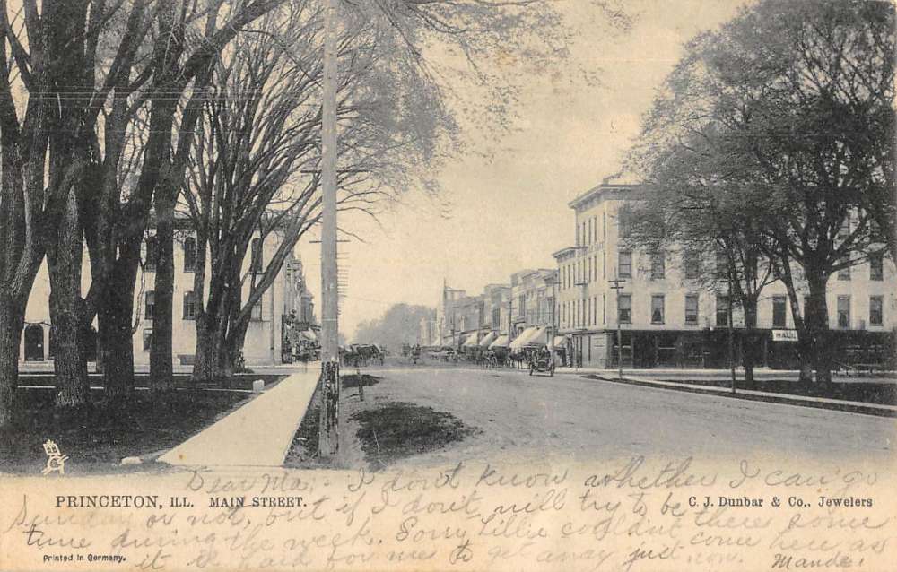 Princeton Illinois Main Street Scene Historic Bldgs Antique Postcard