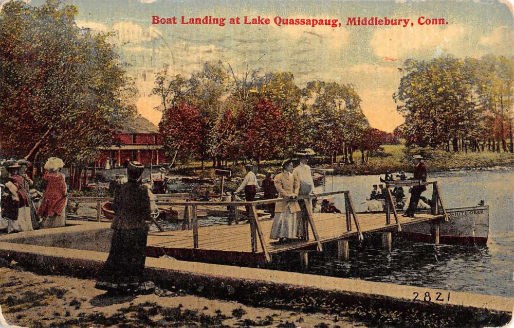 Middlebury Connecticut Lake Quassapaug Boat Landing Antique Postcard ...