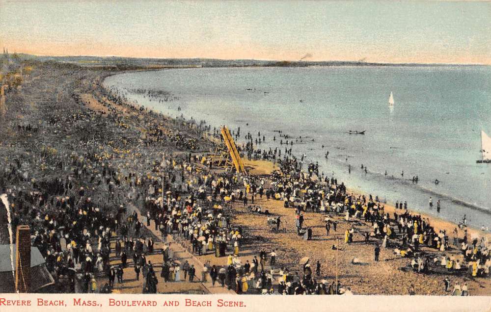 Revere Beach Massachusetts Boulevard Beach Scene Antique Postcard ...