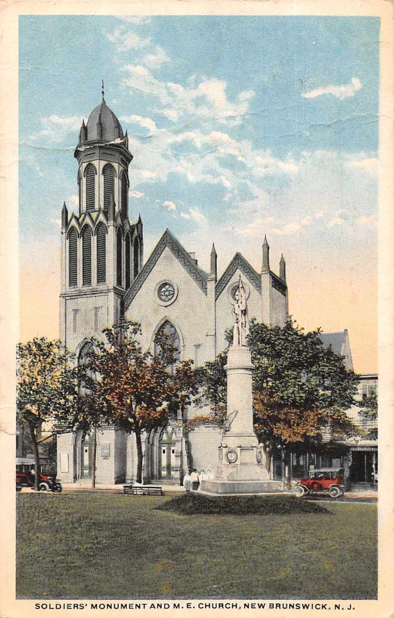 New Brunswick New Jersey Soldiers' Monument and M. E. Church antique pc ...