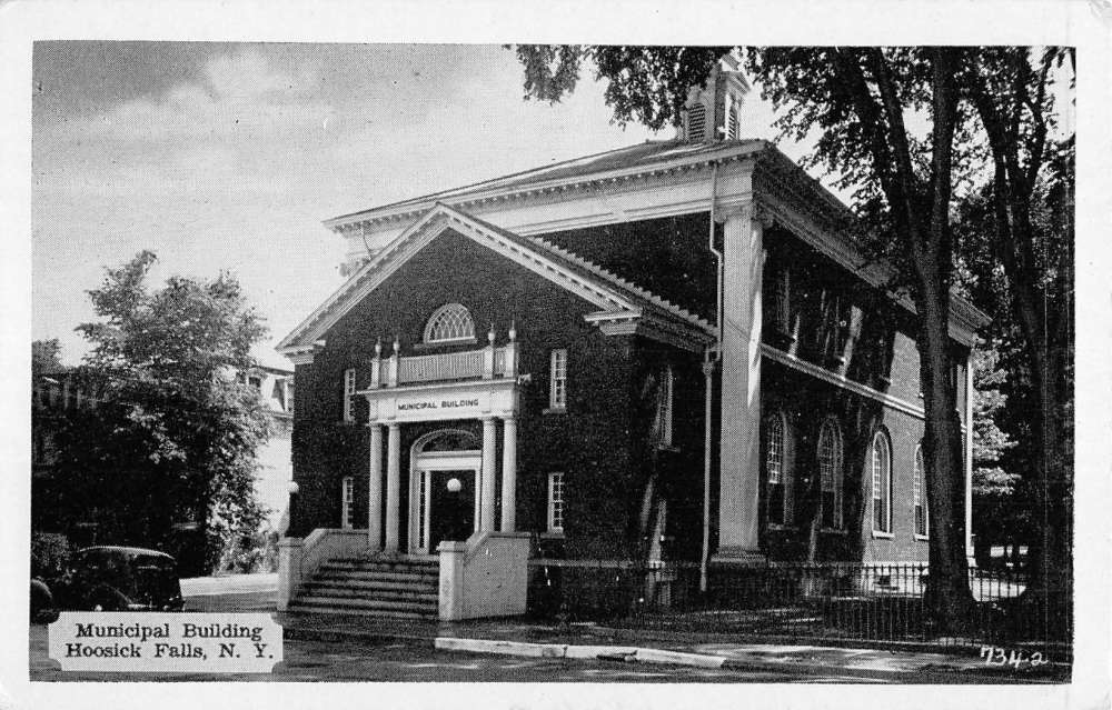 Hoosick Falls New York Municipal Building Street View Antique Postcard