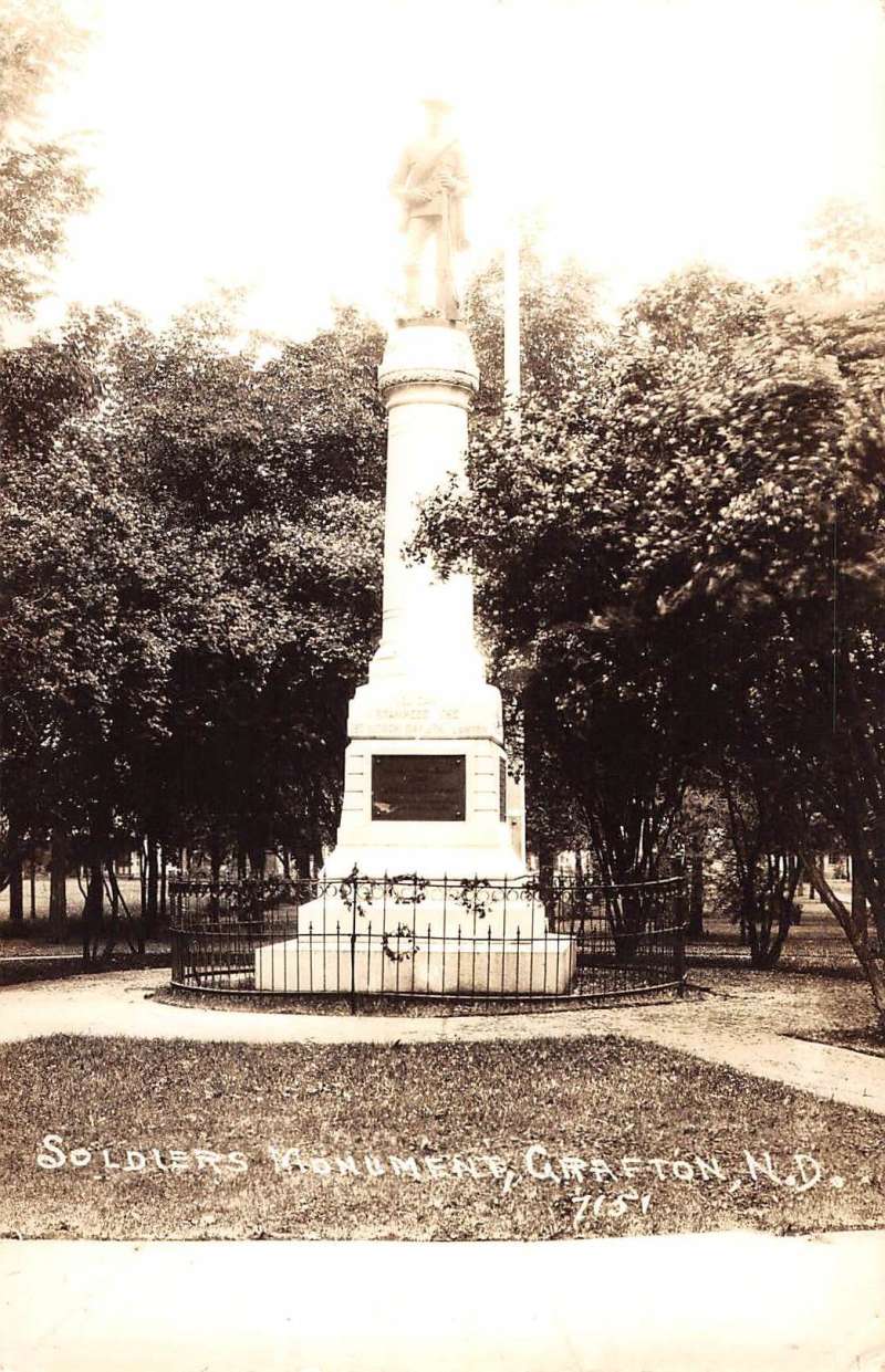 Grafton North Dakota Soldiers Monument Real Photo Antique Postcard ...