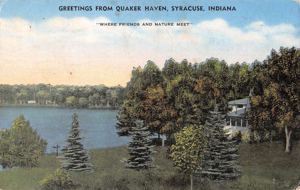 Syracuse Indiana Quaker Have Birdseye View Antique Postcard K82684 ...