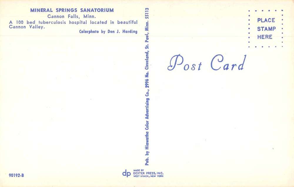 Cannon Falls Minnesota Mineral Springs Sanatorium Vintage Postcard ...